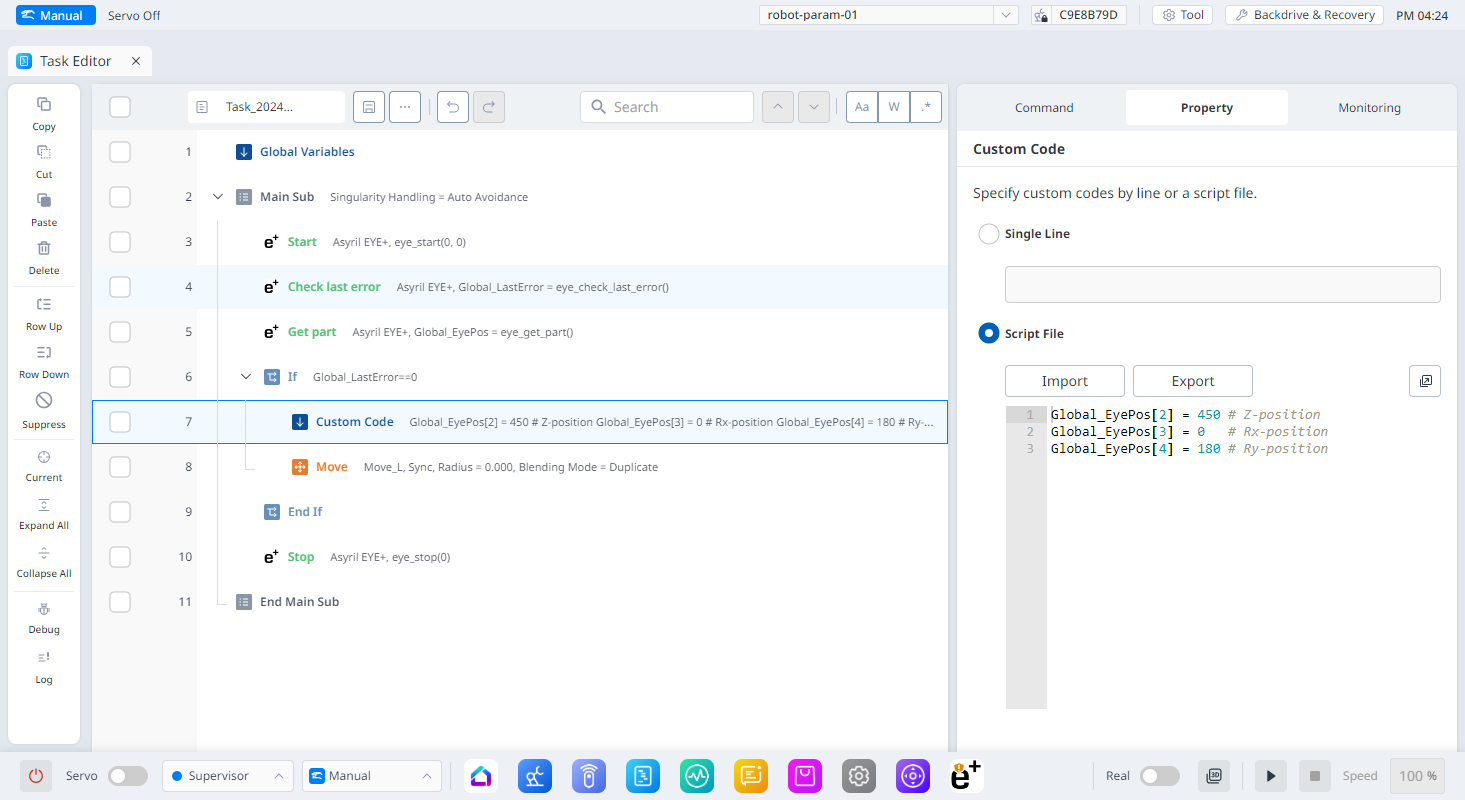 Plugin commands — EYE+ Doosan Plugin 1.0.0 documentation
