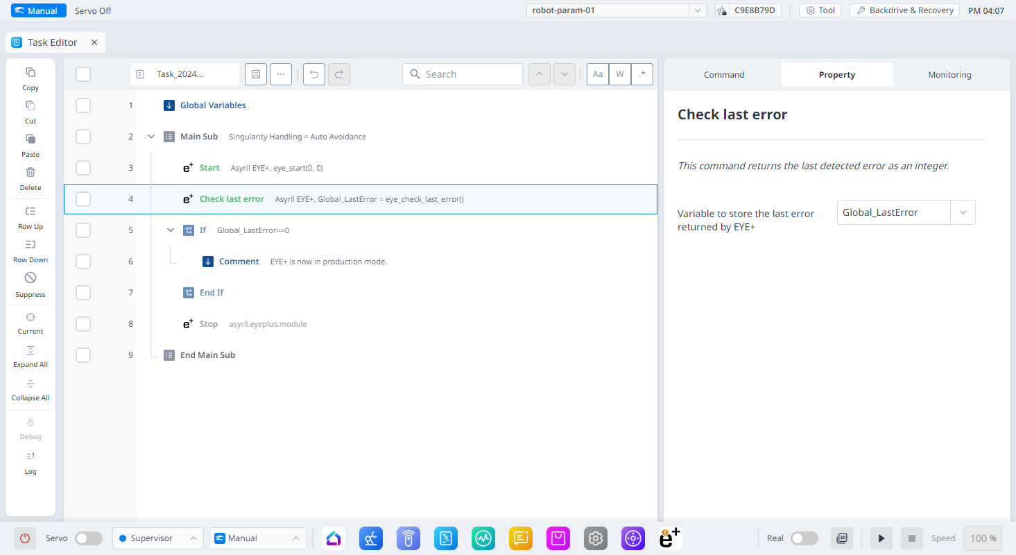 Plugin commands — EYE+ Doosan Plugin 1.0.0 documentation