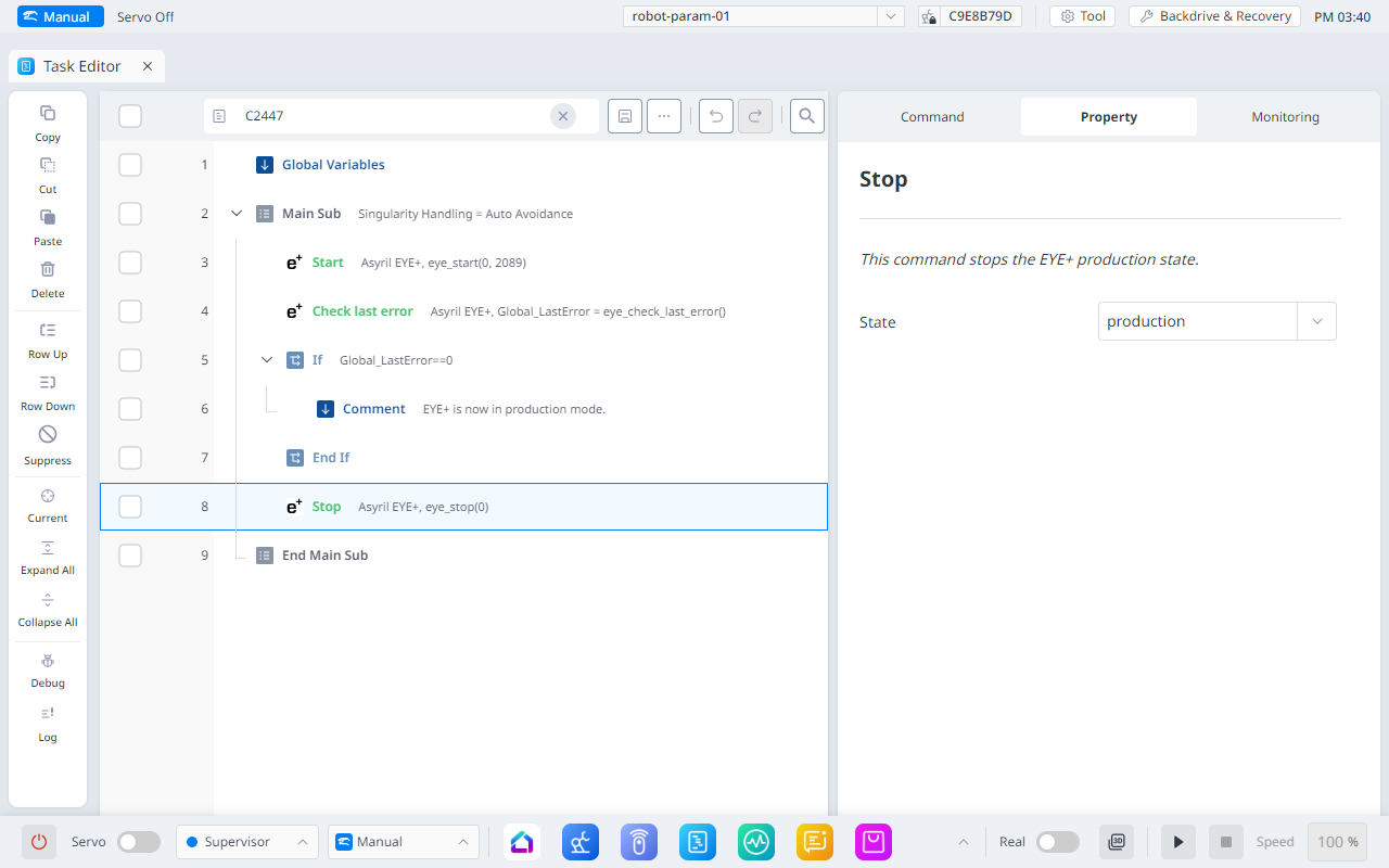 Plugin commands — EYE+ Doosan Plugin 1.0.0 documentation